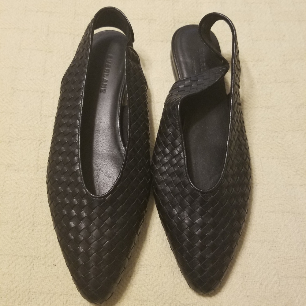 EUC Everlane leather woven slingbacks